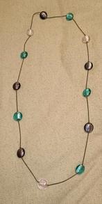 Lange roos/groen/paarse ketting., Handtassen en Accessoires, Kettingen, Ophalen, Groen