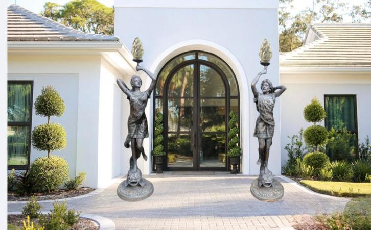 Mega grote gesigneerde antieke bronzen beelden L.Steiner 7.9, Antiek en Kunst, Antiek | Brons en Koper, Brons, Ophalen