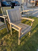 Teakhouten stoelen, 5stuks, stapelbaar, Tuin en Terras, Tuinstoelen, Ophalen, Zo goed als nieuw, Stapelbaar