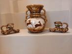 Handbeschilderde vaas en twee kaarsenhouders Castel Or., Antiek en Kunst, Ophalen