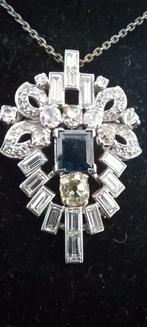 Art-deco ,Hanger en broche .18k PT,, 4 tot 7 cm, Ophalen of Verzenden, Zo goed als nieuw, Met edelsteen