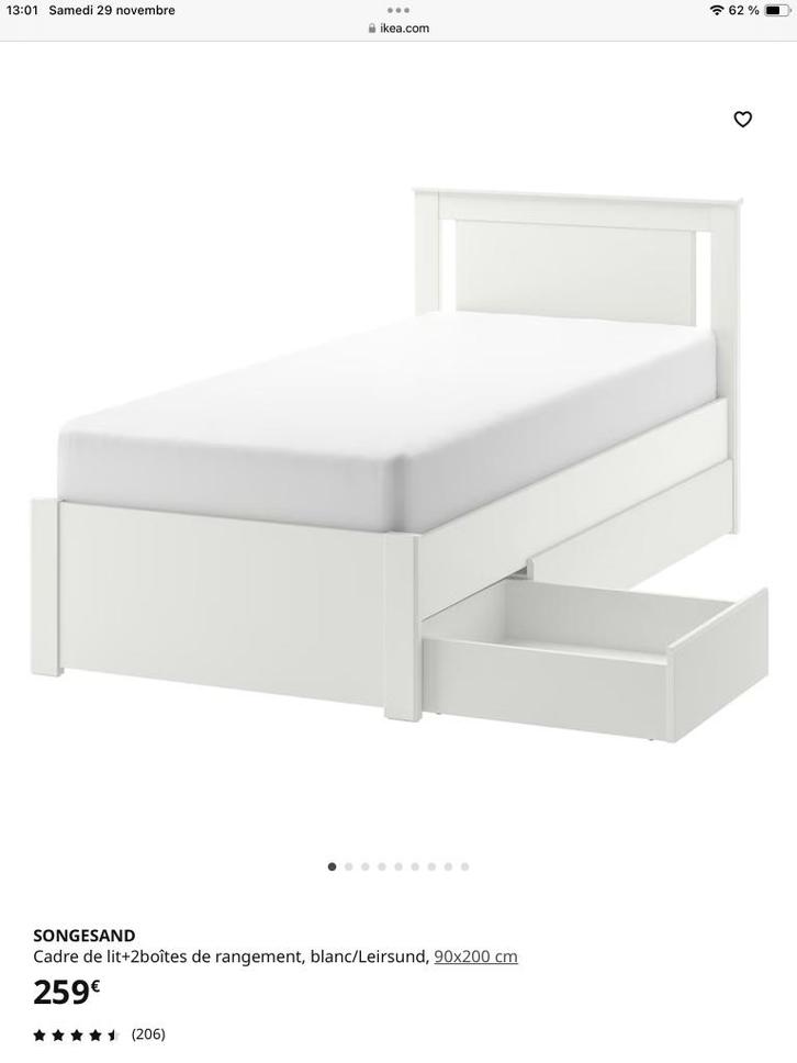 IKEA 90*200 bed met opbergruimte, Huis en Inrichting, Slaapkamer | Bedden, Gebruikt, Eenpersoons, 90 cm, 200 cm, Hout, Wit, Ophalen