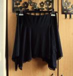 Zwarte soepele A-lijn rok met stroken kant Maat 36-38, Ophalen of Verzenden