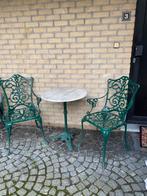 Gietijzeren tuinset (groen) met 4 stoelen, in goede staat, Comme neuf, Enlèvement, Salons de jardin