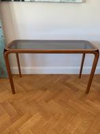 Sidetable hout /glas, Huis en Inrichting, Tafels | Bijzettafels, Zo goed als nieuw, 75 cm of meer, Rechthoekig, Hout