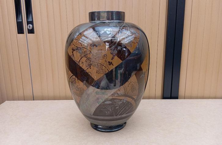 grote murano vaas zilver art deco zeldzaam, Antiek en Kunst, Antiek | Glaswerk en Kristal, Ophalen of Verzenden