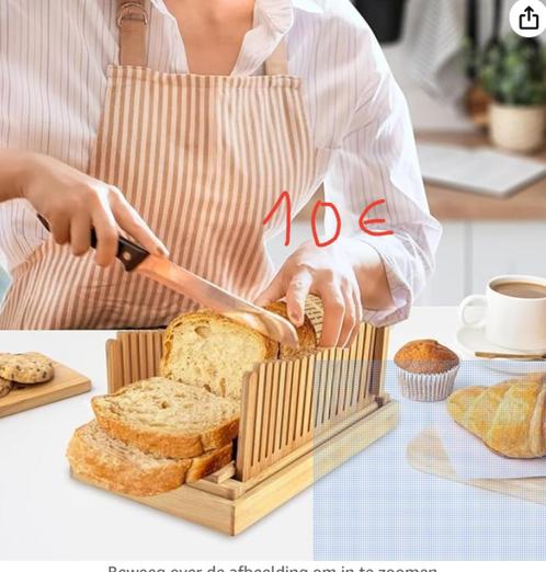 Verstelbare broodsnijder uit bamboe, Huis en Inrichting, Keuken | Keukenbenodigdheden, Zo goed als nieuw, Ophalen of Verzenden