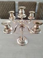 chandelier métal argenté 5 bougies, Antiquités & Art, Argent, Enlèvement ou Envoi