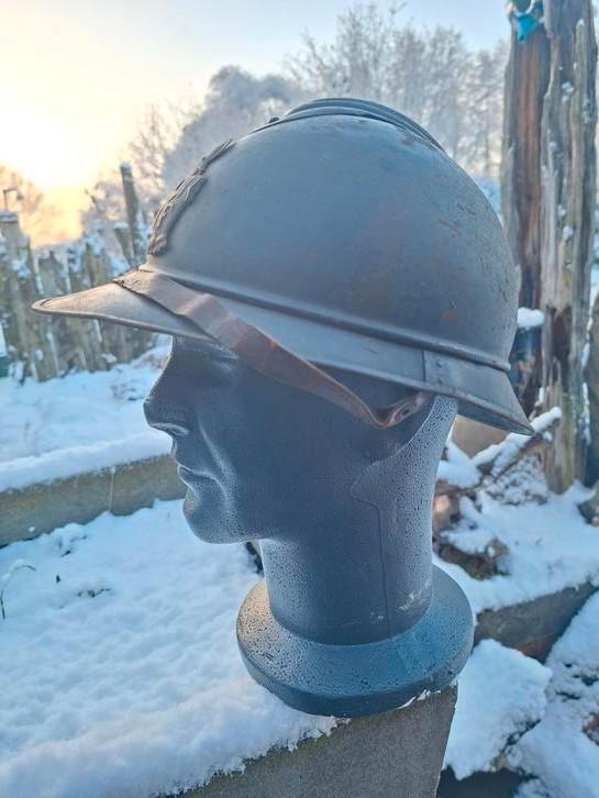 ww1 franse adrian helm genie compleet origineel ( ruil kan), Verzamelen, Militaria | Algemeen, Ophalen of Verzenden