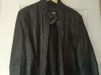 Donkerblauwe lederen jas, Kleding | Heren, Ophalen, Nieuw, Maat 56/58 (XL), Blauw