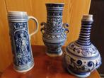 Lot 2 vases et 1 chope grès bleu Westervald, Antiquités & Art, Enlèvement ou Envoi