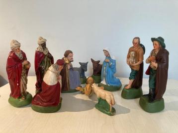 Oude Vlaamse Kerststal (11 beeldjes) beschikbaar voor biedingen
