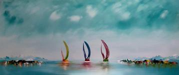 " Fantasy Sailing " prachtig Acrylschilderij van Gena