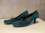 Jhay petroleumkleurige schoenen 39-40, Ophalen of Verzenden, Zo goed als nieuw, Blauw, Pumps