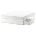Nordli Bed + Brimnes hoofdeinde + matras, Ophalen, Tweepersoons, Zo goed als nieuw, Bedbodem