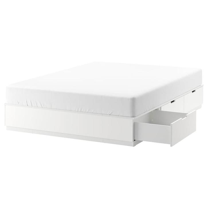 Nordli Bed + Brimnes hoofdeinde + matras, Huis en Inrichting, Slaapkamer | Matrassen en Bedbodems, Zo goed als nieuw, Bedbodem