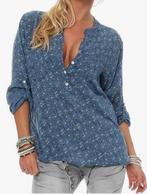 Blouse d’été légère bleue imprimée floral, Envoi, Neuf, Bleu