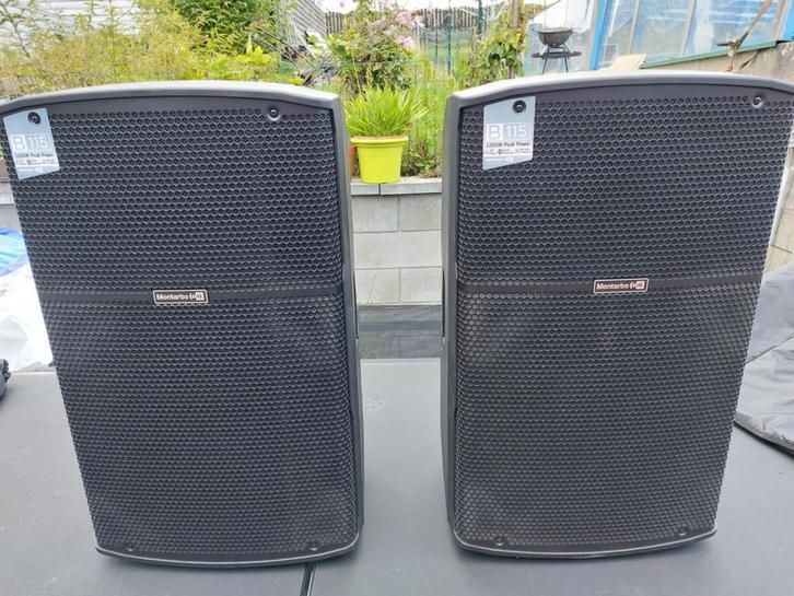 paire de hp 15 pouces montarbos amplifiés 1200 w, Audio, Tv en Foto, Professionele apparaten, Zo goed als nieuw, Ophalen