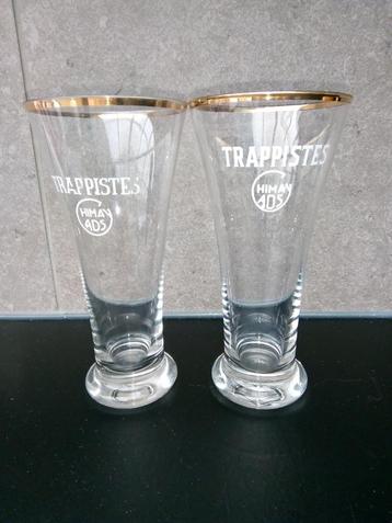 Deux anciens verres flute TRAPPISTES CHIMAY ADS de modèles d