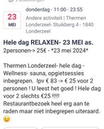 Hele dag relaxen - 23 mei - 2p/25€, Tickets en Kaartjes