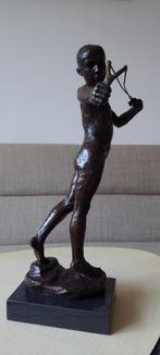 Bronzen Beeld Jongen Art Nouveau naar W Reid Dick Catapult, Ophalen of Verzenden