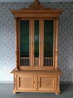 Mooie antieke massief eiken kast, bibliotheek, buffetkast, Huis en Inrichting, Kasten | Buffetkasten, Ophalen, Gebruikt, Glas