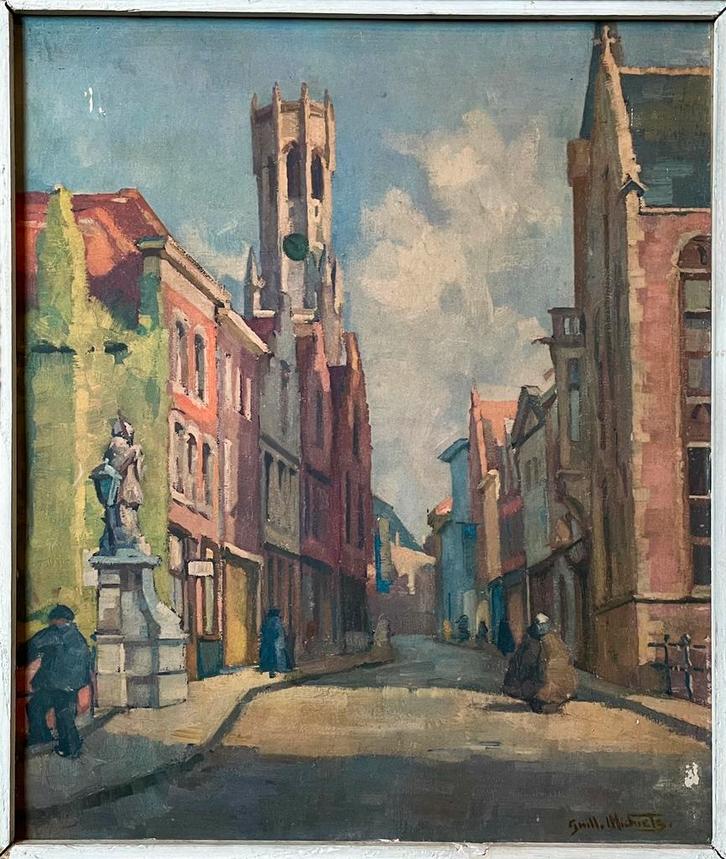 Wollestraat, guillaume michiels, Antiek en Kunst, Kunst | Schilderijen | Klassiek, Ophalen