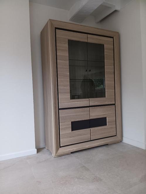Vitrinekast White Oak look, Huis en Inrichting, Kasten | Vitrinekasten, Gebruikt, 200 cm of meer, 100 tot 150 cm, 25 tot 50 cm