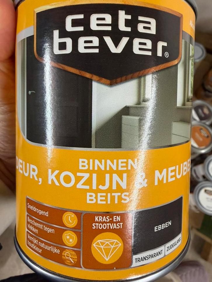 Cetabever transparante zwarte beits ‘ebben’ 0,75liter, Hobby & Loisirs créatifs, Bricolage, Neuf, Matériel, Enlèvement ou Envoi