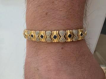 Bracelet or 18kt 750 sertie de diamant et saphir beschikbaar voor biedingen