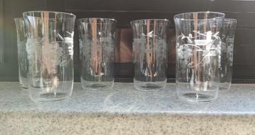 Antieke/Vintage Gegraveerde Limonadeglazen - Set van 6 beschikbaar voor biedingen