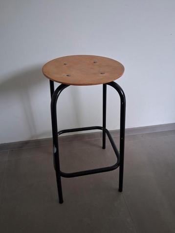 Tabouret de bar rond bois et métal noir beschikbaar voor biedingen