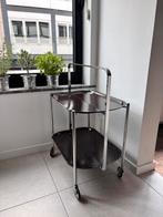 Vintage serveerwagen / trolley met walnoot dienbladen, Huis en Inrichting, Ophalen, Gebruikt