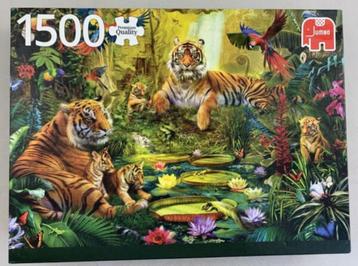 Tijgerfamilie in de jungle puzzel 1500 st. Jumbo compleet