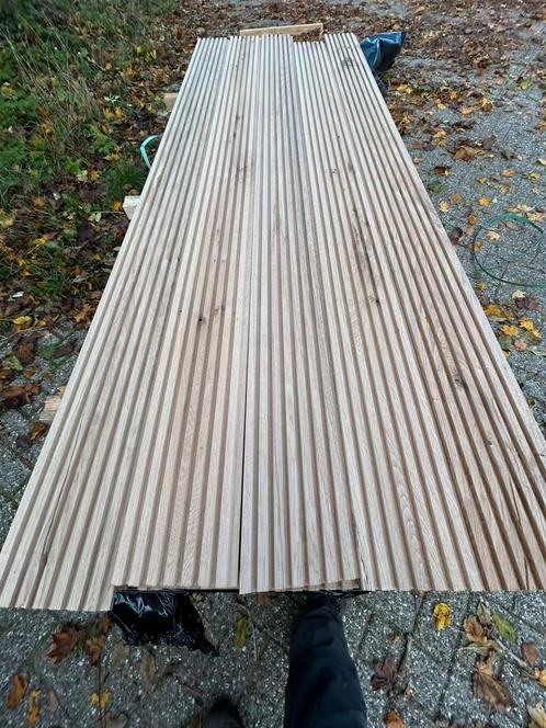 Eiken lattenwand planken te koop. 185x19mm. 250/370cm, Doe-het-zelf en Bouw, Platen en Panelen, Zo goed als nieuw, Hout, Ophalen of Verzenden
