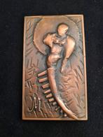 Grande médaille d'art plaquette Belgique numérotée Mauquoy, Enlèvement ou Envoi, Bronze