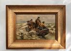 Tableau pecheurs en met signé Jambers F, Antiquités & Art, Enlèvement