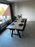 eettafel met zwart gelakt onderstel, Huis en Inrichting, Tafels | Eettafels, Ophalen, Zo goed als nieuw, 200 cm of meer, 50 tot 100 cm