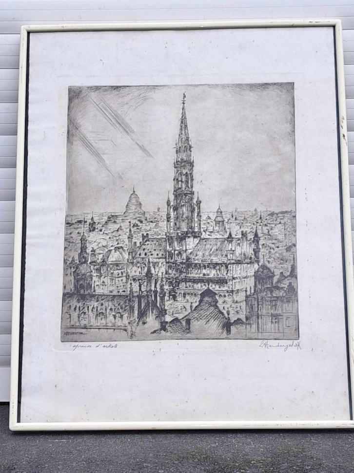 eau forte epreuve d artiste bruxelles de Henderyckx Leopold, Antiek en Kunst, Kunst | Etsen en Gravures, Ophalen of Verzenden