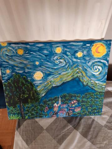 acrryl verf starry nicht van gogh stijl op een doek i