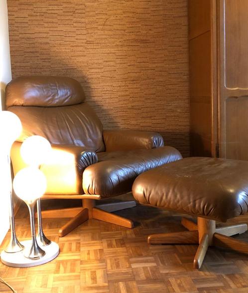 Durlet monozit fauteuil vintage seventies in top staat !!!, Huis en Inrichting, Fauteuils, Gebruikt, Hout, Leer, 75 tot 100 cm