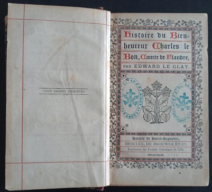 ZELDZAAM KLEIN FORMAAT. 'Histoire Charles le Bon'1884, Antiquités & Art, Antiquités | Livres & Manuscrits, Enlèvement ou Envoi