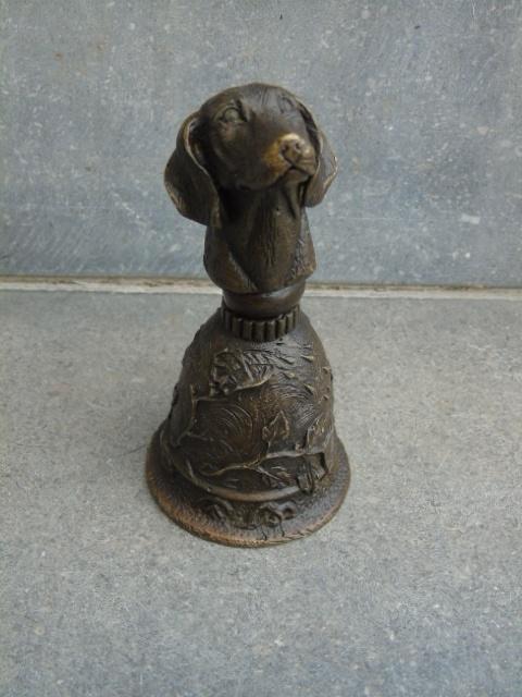 Gesigneerde bronzen tafelbel, een hond, Antiek en Kunst, Antiek | Brons en Koper, Brons, Ophalen of Verzenden