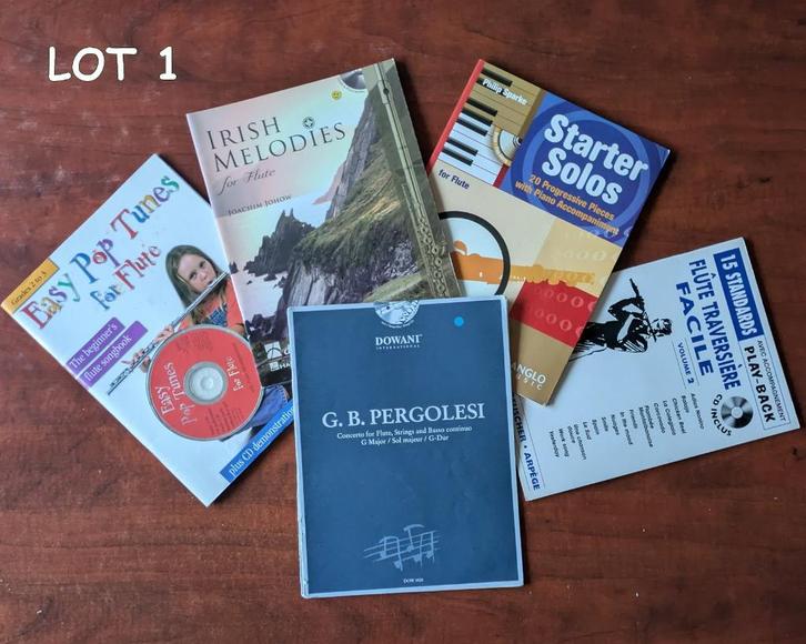 Lot 1. Partitions flûte traversière + CD (qq accomp. piano), Muziek en Instrumenten, Bladmuziek, Zo goed als nieuw, Overige soorten