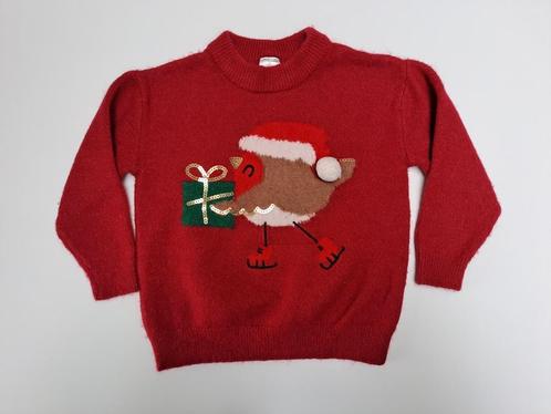 Mt 116 Rode kersttrui met roodborstje en cadeau, Kinderen en Baby's, Kinderkleding | Maat 116, Gebruikt, Meisje, Trui of Vest