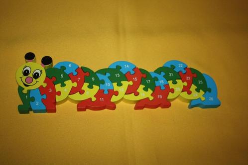 Rups , houten figuurzaagpuzzel ( nummers , cijfers ), Kinderen en Baby's, Speelgoed | Houten speelgoed, Zo goed als nieuw, Overige typen