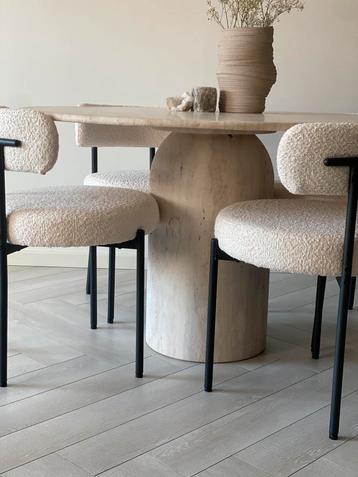 Travertin Eettafel NIEUWE- ACTIE!!, Neuf, 100 à 150 cm, Quatre personnes, Enlèvement ou Envoi
