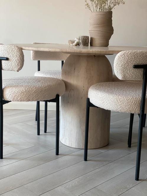 Travertin Eettafel NIEUWE- ACTIE!!, Huis en Inrichting, Tafels | Eettafels, Nieuw, 100 tot 150 cm, 100 tot 150 cm, Vier personen