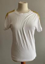 Witte t-shirt met goudkleurige paileten Lewis & Melly maat L, Verzenden, Wit, Maat 42/44 (L), Zo goed als nieuw