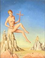 huile sur panneau le roche sacree signe carl prevot, Antiquités & Art, Enlèvement ou Envoi